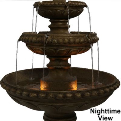 Image showing 10 th Sunnydaze Decor 65 in. 4-Tier Outdoor Patio Electric Eggshell Water Fountain