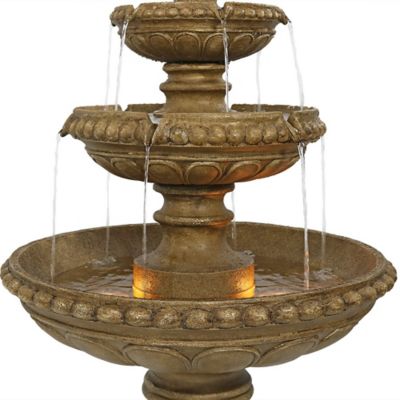 Image showing 12 th Sunnydaze Decor 65 in. 4-Tier Outdoor Patio Electric Eggshell Water Fountain