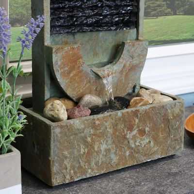 Image showing 7 th Sunnydaze Decor Half Moon Slate Tabletop Fountain - 16 in., GSI-859