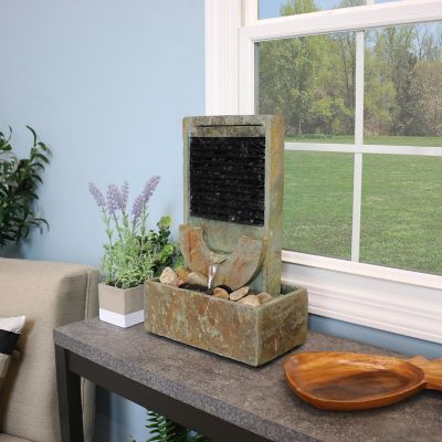 Image showing 9 th Sunnydaze Decor Half Moon Slate Tabletop Fountain - 16 in., GSI-859