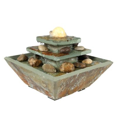 Sunnydaze Decor 8 in. Ascending Slate Tabletop Water Fountain with LED Light