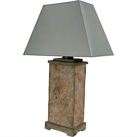 Natural Slate Outdoor Table Lamp Set, Table And Lamp Set