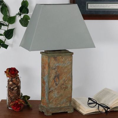Image showing  Contemporary Natural Slate Cream Shade Weather-Resistant Outdoor Table Lamp - 2 pk.
