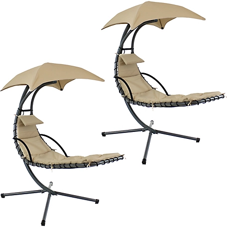 Sunnydaze Decor Floating Chaise Lounger Swing Chairs with Umbrella, 2 pk.