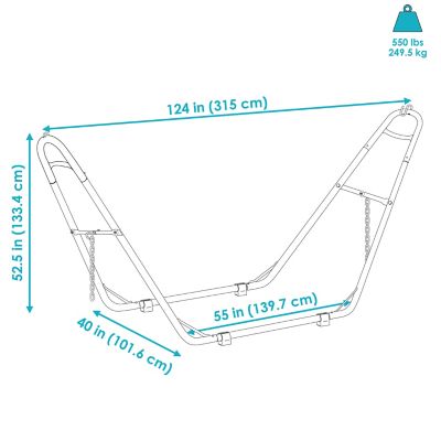 Image showing  124 in. Universal Multi-Use Heavy-Duty Steel Hammock Stand for 9 to 14 ft. Hammocks, 550 lb. Capacity, Black
