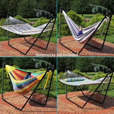 Image showing 6 th Sunnydaze Decor 124 in. Universal Multi-Use Heavy-Duty Steel Hammock Stand for 9 to 14 ft. Hammocks, 550 lb. Capacity, Black