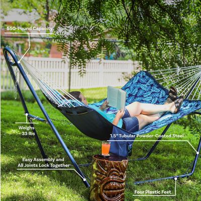 Image showing  124 in. Universal Multi-Use Steel Hammock Stand, Blue