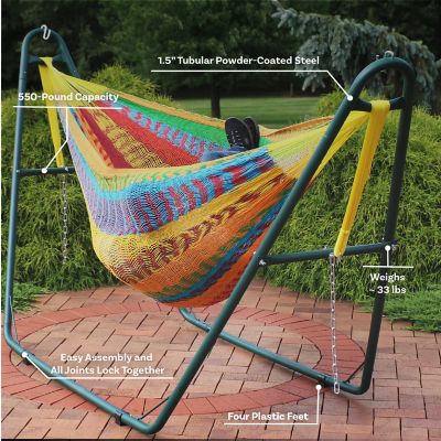 Image showing  124 in. Universal Multi-Use Heavy-Duty Steel Hammock Stand for 9 to 14 ft. Hammocks, 550 lb. Capacity, Green
