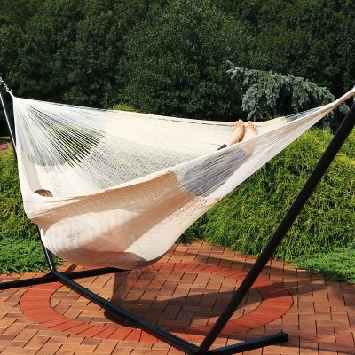 Image showing  156 in. Heavy-Duty Family Size XXL Mayan Hammock with Thick Cord, 625 lb. Capacity, Natural