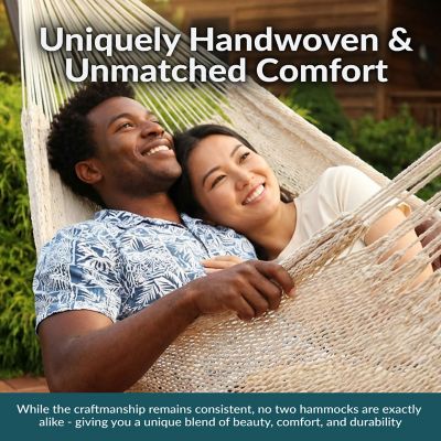 Image showing  156 in. Heavy-Duty Family Size XXL Mayan Hammock with Thick Cord, 625 lb. Capacity, Natural