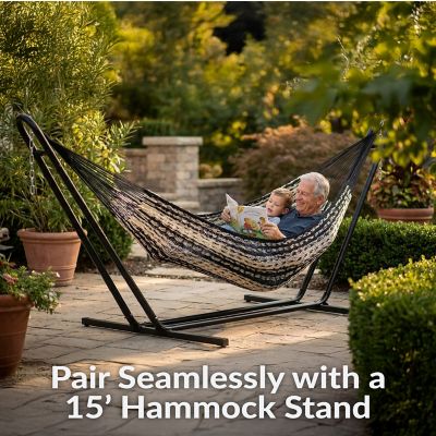 Image showing 5 th Sunnydaze Decor 156 in. XXL Hand-Woven Mayan Family Hammock
