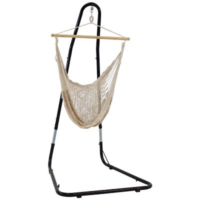 Sunnydaze Decor Mayan Hammock Chair with Portable Adjustable Stand, Large, Natural