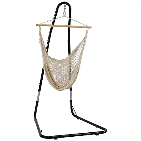 Sunnydaze Decor Mayan Hammock Chair with Portable Adjustable Stand, Large, Natural