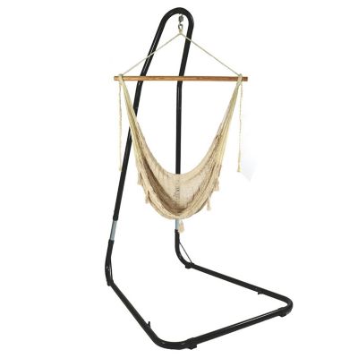 Sunnydaze Decor Mayan Outdoor Hammock Chair with Adjustable Stand, Extra Large, Natural