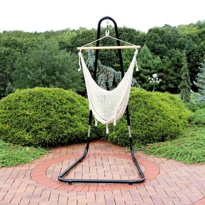 Image showing  Mayan Outdoor Hammock Chair with Adjustable Stand, Extra Large, Natural