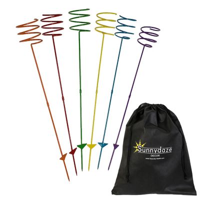 Sunnydaze Decor Outdoor Drink/Beverage Holder Stakes for Lawn, 6pk, Orange, Red, Green, Yellow, Blue and Purple