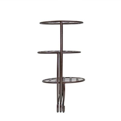 Image showing 5 th Sunnydaze Decor Steel Decorative Checker Top 3-Tiered Flower Plant Stand Display - Bronze - 2 pk.
