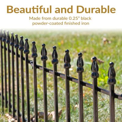 Image showing 8 th Sunnydaze Decor 22 in. x 18 in. Outdoor Metal Roman Style Decorative Border Fence Panel Set, 9 ft., Black, 5-Pack