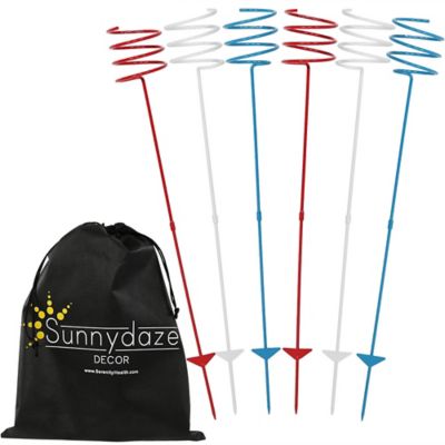 Sunnydaze Decor Outdoor Drink/Beverage Holder Stakes for Lawn, 6pk, Red, White and Blue
