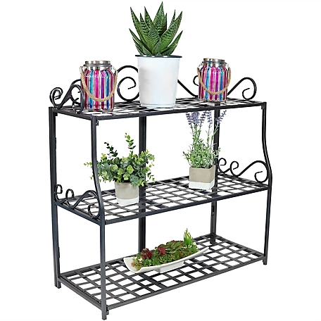 Sunnydaze Decor Iron Plant Stand with Scroll Edging