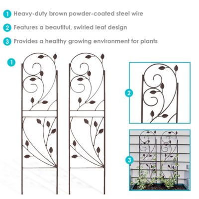 Image showing 6 th Sunnydaze Decor 32 in. Rustic Plant Design Garden Trellis - Set of 2