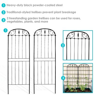 Image showing  32 in. Metal Wire Traditional Garden Trellis for Climbing Plants and Flowers, Black, 2 pc.