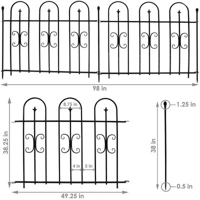 Image showing  98 in. x 38 in. Decorative Finial Garden Landscape Border Fence