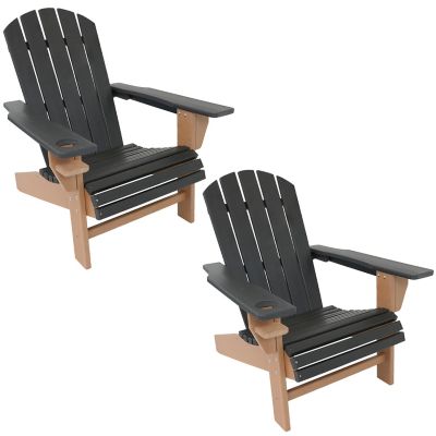 Sunnydaze Decor All-Weather Outdoor Adirondack Chairs with Drink Holder, 2-Pack