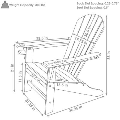 Weather Outdoor Adirondack Chair, Dresser Style 31 Line Capacity