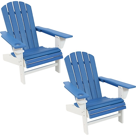 Sunnydaze Decor All-Weather Outdoor Adirondack Chairs with Drink Holder, 2-Pack