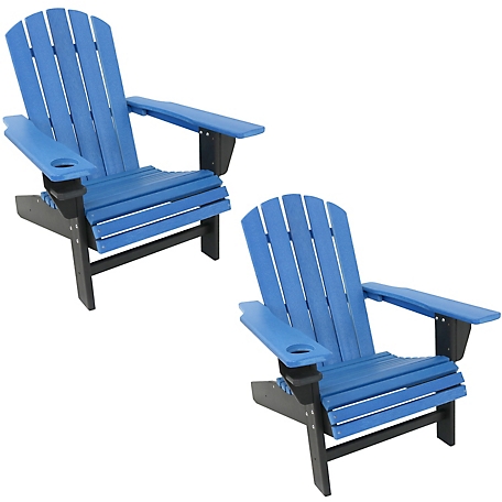 Sunnydaze Decor 2 pc. All-Weather Outdoor Adirondack Chair Set with Drink Holder