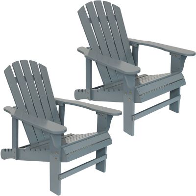 Sunnydaze Decor 2 pc. Adirondack Chair Set with Adjustable Backrest, Gray
