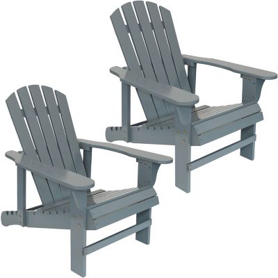 Sunnydaze Decor Outdoor Natural Fir Wood Adirondack Chairs with Adjustable Backrest, Gray, 2-Pack