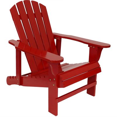 Sunnydaze Decor Adirondack Chair with Adjustable Backrest, Natural Fir Wood, Red