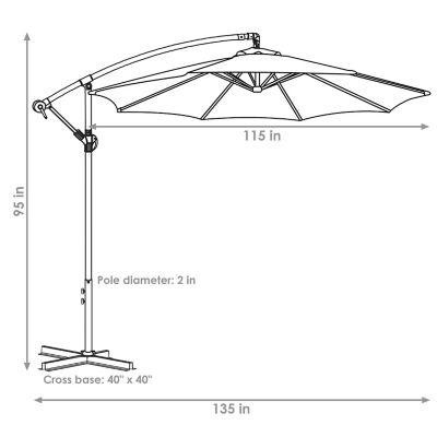 Image showing  10 ft. Outdoor Steel Offset Cantilever Pool Patio Umbrella with Crank and Cross Base, Beige