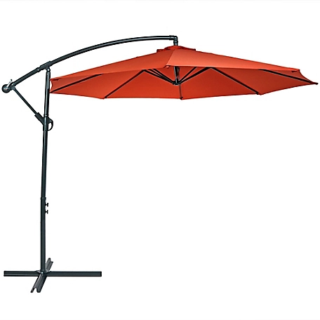 Sunnydaze Decor 10 ft. Steel Offset Patio Umbrella with Cantilever, Steel, Polyester