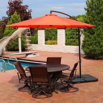 Image showing  10 ft. Outdoor Steel Offset Cantilever Patio Umbrella with Crank and Cross Base