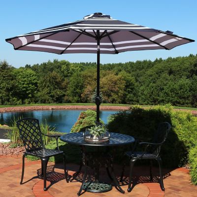 Image showing  Outdoor Pool Patio Umbrella with Solar LED Lights, Tilt, and Crank - 9'