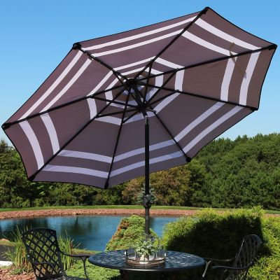 Image showing  Outdoor Pool Patio Umbrella with Solar LED Lights, Tilt, and Crank - 9'