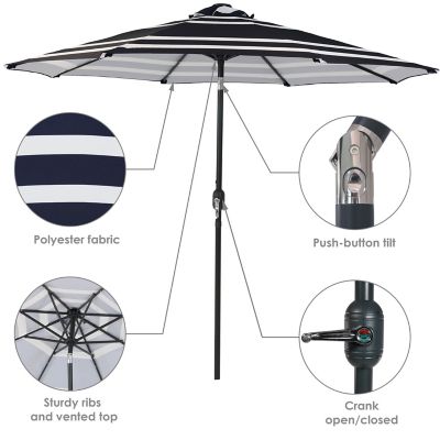 Image showing  Outdoor Pool Patio Umbrella with Solar LED Lights, Tilt, and Crank - 9'