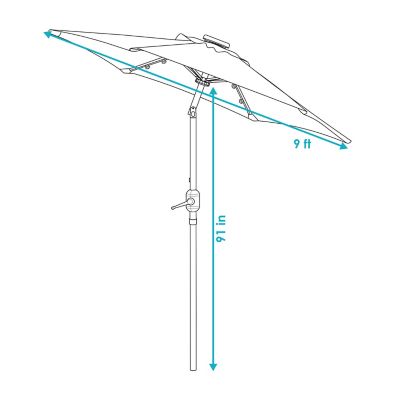 Image showing 8 th Sunnydaze Decor Outdoor Pool Patio Umbrella with Solar LED Lights, Tilt, and Crank - 9'