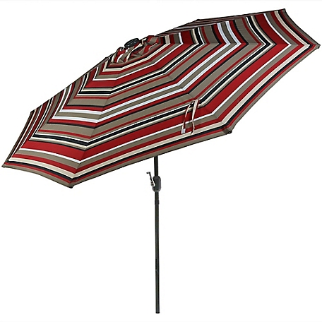 Sunnydaze Decor 9 ft. Striped Solar Patio Umbrella with Tilt and Crank, Steel, Polyester
