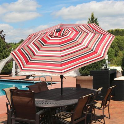 Image showing  Outdoor Pool Patio Umbrella with Solar LED Lights, Tilt, and Crank - 9'