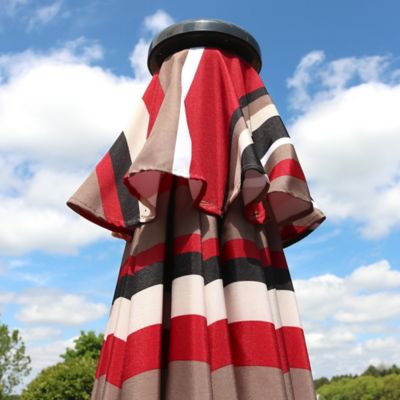 Image showing  Outdoor Pool Patio Umbrella with Solar LED Lights, Tilt, and Crank - 9'