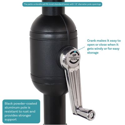 Image showing 7 th Sunnydaze Decor 9 ft. Outdoor Aluminum Patio Umbrella with Solar Lights, Tilt, and Crank, Catalina Beach Stripe