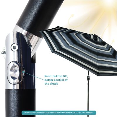 Image showing 8 th Sunnydaze Decor 9 ft. Outdoor Aluminum Patio Umbrella with Solar Lights, Tilt, and Crank, Catalina Beach Stripe