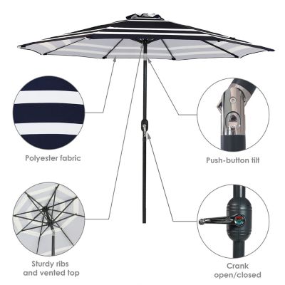 Image showing 4 th Sunnydaze Decor 9 ft. Aluminum Patio Umbrella with Tilt and Crank, 91 in. x 1.5 in.