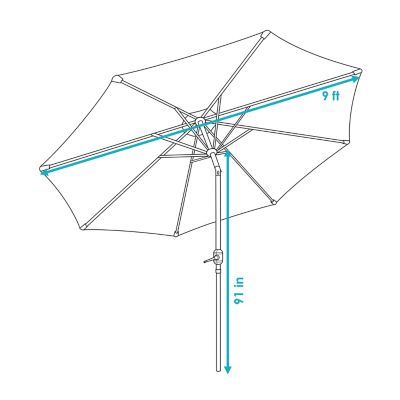 Image showing 9 th Sunnydaze Decor 9 ft. Aluminum Patio Umbrella with Tilt and Crank, 91 in. x 1.5 in.