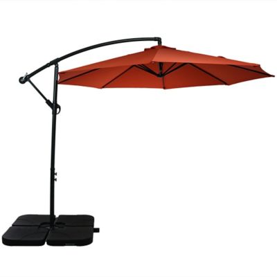 Image showing 5 th Sunnydaze Decor Outdoor Heavy-Duty Fillable Cantilever Offset Cross Style Patio Umbrella Base Weight Plates, Black, 4-Pack