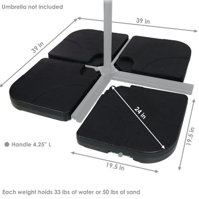 Image showing 6 th Sunnydaze Decor Outdoor Heavy-Duty Fillable Cantilever Offset Cross Style Patio Umbrella Base Weight Plates, Black, 4-Pack